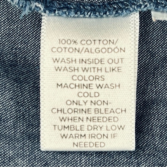 LOFT The Softened Shirt Heart Print Chambray Button Down Blouse Top - Picture 6 of 6